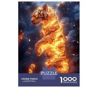 1000 Piece Jigsaw Puzzles for Teenagers Jigsaw Fiery Tiger Standing Amidst Smoky Landscape Puzzle for Adults Relax Games Home Decoration Stress Reduction Gifts 52x38cm/1000pcs