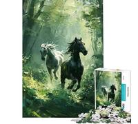 1000 Piece Jigsaw Puzzles for Teenagers Jigsaw Forest Galloping Duo Teenager Puzzles Hands-on Game Difficult Hard Help The Brain Exercise (Size 38x52cm)