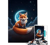 1000 Piece Jigsaw Puzzles for Teenagers Jigsaw Fox Under The Moonlight Practical Game Challenging Game Toys Birthday Gifts Home Decoration (Size 38x26cm)