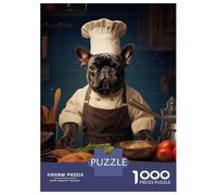 1000 Piece Jigsaw Puzzles for Teenagers Jigsaw French Bulldog Chef Teenager Puzzles Fun Games A Work of Art for Birthday, Chrismas 70x50cm/1000pcs