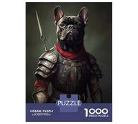 1000 Piece Jigsaw Puzzles for Teenagers Jigsaw French Bulldog Knight Jigsaw Puzzle Brain Teaser Game Home Decoration Deal As Gifts for The Whole Family 70x50cm/1000pcs