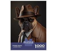 1000 Piece Jigsaw Puzzles for Teenagers Jigsaw French Bulldog Mafia Boss Jigsaw Puzzle Brain Teaser Game Home Decoration Deal As Gifts for The Whole Family 52x38cm/1000pcs