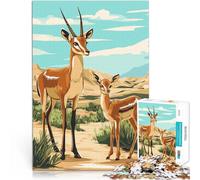 1000 Piece Jigsaw Puzzles for teenagers Jigsaw Gazelle Mother and Fawn family fun games Unique Birthday and Gifts 26x38cm