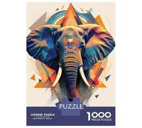 1000 Piece Jigsaw Puzzles for Teenagers Jigsaw Geometric Elephant Art Print Jigsaw for Adults Hands-on Game But Fun And Humorous Help The Brain Exercise 52x38cm/1000pcs