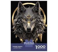 1000 Piece Jigsaw Puzzles for Teenagers Jigsaw Geometric Wolf with Gold Accents Puzzle for Adults Relax Games Home Decoration Stress Reduction Gifts 38x26cm/1000pcs