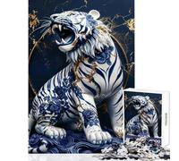 1000 Piece Jigsaw Puzzles for Teenagers Jigsaw Gilded Porcelain Tiger Brain Teaser Game for The Whole Family Toy Wall Decor Parent-child Interaction (50x75cm)