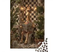 1000 Piece Jigsaw Puzzles for Teenagers Jigsaw Giraffe Reading Newspaper Jigsaw Relaxing Games A Work of Art Unique Birthday And Gifts 70x50cm/1000pcs