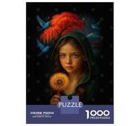 1000 Piece Jigsaw Puzzles for Teenagers Jigsaw Girl with Dandelion And Bluebirds Jigsaw for Adults Hands-on Game But Fun And Humorous Help The Brain Exercise 52x38cm/1000pcs