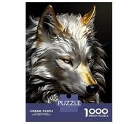 1000 Piece Jigsaw Puzzles for Teenagers Jigsaw Gold White Wolf Side View Jigsaw Hands-on Game Hand Speed Race Deal As Gifts for The Whole Family 52x38cm/1000pcs