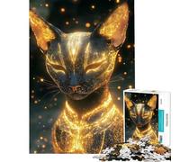 1000 Piece Jigsaw Puzzles for Teenagers Jigsaw Golden Abyssinian Cat with Glowing Fur Fun at Home Activities, Tough Challenge Hands-on Game for And 14 Years And over (38x52cm)