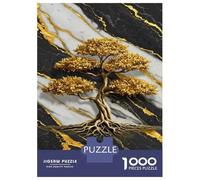 1000 Piece Jigsaw Puzzles for Teenagers Jigsaw Golden Bonsai Tree on Marble Background Puzzles for Adults Toy Wall Decor Stress Reliever Unique Birthday And Gifts 38x26cm/1000pcs