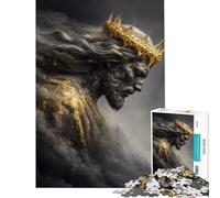1000 Piece Jigsaw Puzzles for Teenagers Jigsaw Golden Crowned Jesus Bowing Down Educational Challenge Tough Challenge Fun Games Suitable for People Aged 14 And Above (38x26cm)