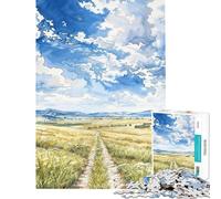1000 Piece Jigsaw Puzzles for Teenagers Jigsaw Golden Field Path Puzzles for Adults Fun Games Wall Art Help The Brain Exercise (Size 38x26cm)