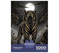 1000 Piece Jigsaw Puzzles for Teenagers Jigsaw Golden Tiger Under Moonlight Adult Jigsaw Puzzle DIY Toys Hand Speed Race Help The Brain Exercise 52x38cm/1000pcs