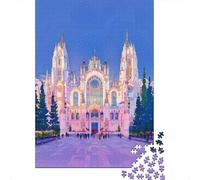 1000 Piece Jigsaw Puzzles for Teenagers Jigsaw Gothic Cathedral Illustration Jigsaw Hands-on Game Hand Speed Race Deal As Gifts for The Whole Family 70x50cm/1000pcs