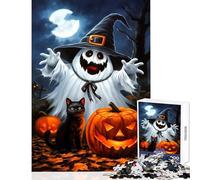 1000 Piece Jigsaw Puzzles for Teenagers Jigsaw Halloween Ghost with Jack-o'-Lantern Anti-Stress Toys Gift Birthday Practical Game for Birthday, Chrismas Size 38x52cm
