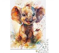 1000 Piece Jigsaw Puzzles for Teenagers Jigsaw Happy Elephant Watercolor Print Jigsaw Family Game Hand Speed Race Unique Birthday And Gifts 70x50cm/1000pcs