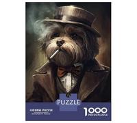 1000 Piece Jigsaw Puzzles for Teenagers Jigsaw Havanese Dog The Gangster Jigsaw Puzzle Anti-Stress Toys Wall Decoration for Birthday, Chrismas 38x26cm/1000pcs