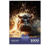1000 Piece Jigsaw Puzzles for Teenagers Jigsaw Hippopotamus Emerging from Water at Sunset Adult Jigsaw Puzzle DIY Toys Hand Speed Race Help The Brain Exercise 38x26cm/1000pcs