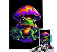 1000 Piece Jigsaw Puzzles for Teenagers Jigsaw Hoppy Frog with Mushroom Educational Challenge Tough Challenge Fun Games Suitable for People Aged 14 And Above (50x75cm)