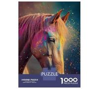 1000 Piece Jigsaw Puzzles for Teenagers Jigsaw Horse With Colorful Powder Adult Jigsaw Puzzle Relax Games Wall Art Unique Birthday And Gifts 52x38cm/1000pcs