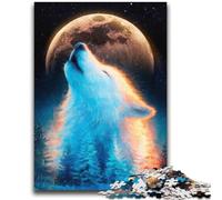 1000 Piece Jigsaw Puzzles for Teenagers Jigsaw Howling Wolf Under The Moon For Family Fun Impossible Game Gifts for Women Men 38x52cm