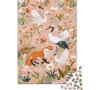 1000 Piece Jigsaw Puzzles for Teenagers Jigsaw Japanese Crane Fox Floral Art Print Jigsaw Hands-on Game Hand Speed Race Deal As Gifts for The Whole Family 70x50cm/1000pcs