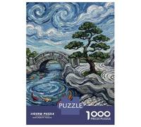 1000 Piece Jigsaw Puzzles for Teenagers Jigsaw Japanese Garden with Bridge And Koi Jigsaw Puzzle Brain Teaser Game Home Decoration Deal As Gifts for The Whole Family 70x50cm/1000pcs
