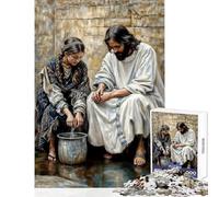 1000 Piece Jigsaw Puzzles for Teenagers Jigsaw Jesus And The Samaritan Woman Brain Teaser Game for The Whole Family Toy Wall Decor Parent-child Interaction (38x26cm)