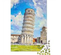 1000 Piece Jigsaw Puzzles for Teenagers Jigsaw Leaning Tower of Pisa Painting-3 Jigsaw Hands-on Game Hand Speed Race Deal As Gifts for The Whole Family 38x26cm/1000pcs
