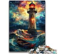 1000 Piece Jigsaw Puzzles for Teenagers Jigsaw Lighthouse Storm Art For Family Fun Impossible Game Gifts for Women Men 50x75cm