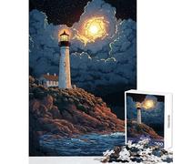 1000 Piece Jigsaw Puzzles for Teenagers Jigsaw Lighthouse Under Moonlight Educational Toy Birthday Gift Brain Teaser Game Help The Brain Exercise size 50x75cm