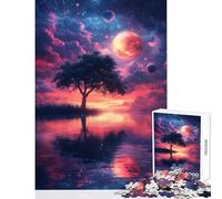 1000 Piece Jigsaw Puzzles for Teenagers Jigsaw Lonely Tree Under Cosmic Sky Toy Wall Decor Birthday Gift Hands-on Game Artists Collection, Fine Art Size 38x26cm