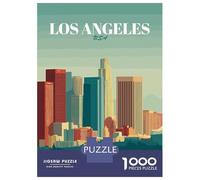 1000 Piece Jigsaw Puzzles for Teenagers Jigsaw Los Angeles Skyline Vintage Jigsaw Puzzle Brain Teaser Game Home Decoration Deal As Gifts for The Whole Family 70x50cm/1000pcs
