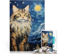 1000 Piece Jigsaw Puzzles for teenagers Jigsaw Maine Coon Starry Night Für Familienspaß Geburtstagsgeschenk75x50cm