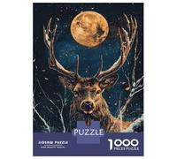 1000 Piece Jigsaw Puzzles for Teenagers Jigsaw Majestic Deer Under Full Moon Puzzles for Adults Anti-Stress Toys Presents for Women for Birthday, Chrismas 70x50cm/1000pcs
