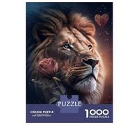 1000 Piece Jigsaw Puzzles for Teenagers Jigsaw Majestic Lion Rose Jigsaw Puzzle Brain Teaser Game Home Decoration Deal As Gifts for The Whole Family 38x26cm/1000pcs