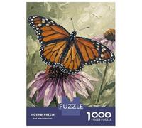 1000 Piece Jigsaw Puzzles for Teenagers Jigsaw Monarch Butterfly on Echinacea Flower Puzzle for Adults Relax Games Home Decoration Stress Reduction Gifts 38x26cm/1000pcs