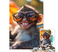 1000 Piece Jigsaw Puzzles for Teenagers Jigsaw Monkey in Sunglasses Difficult And Challenge A Work of Art Fun Games Suitable for People Aged 14 And Above (38X26CM)