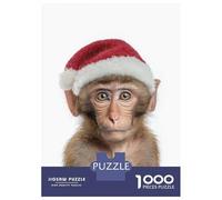 1000 Piece Jigsaw Puzzles for Teenagers Jigsaw Monkey Wearing A Christmas Santa Hat Adult Jigsaw Hands-on Game Enhance Memory Stress Reduction Gifts 70x50cm/1000pcs