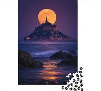 1000 Piece Jigsaw Puzzles for Teenagers Jigsaw Moonlit Coastal Castle Jigsaw Hands-on Game Hand Speed Race Deal As Gifts for The Whole Family 70x50cm/1000pcs