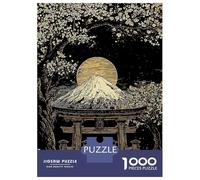 1000 Piece Jigsaw Puzzles for Teenagers Jigsaw Mount Fuji And Torii Gate Illustration Adult Puzzles Relax Games Presents for Women Help The Brain Exercise 70x50cm/1000pcs