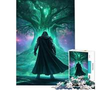 1000 Piece Jigsaw Puzzles for Teenagers Jigsaw Mysterious Warrior Before Glowing Tree Jigsaw Puzzle Relaxing Games But Fun And Humorous for Birthday, Chrismas (Size 38x26cm)
