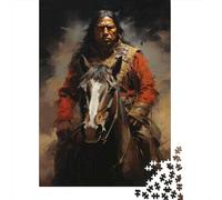 1000 Piece Jigsaw Puzzles for Teenagers Jigsaw Native American Warrior Art Print-5 Adult Jigsaw Puzzle DIY Toys Hand Speed Race Help The Brain Exercise 52x38cm/1000pcs