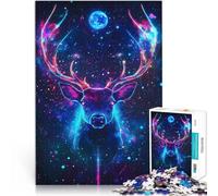 1000 Piece Jigsaw Puzzles for teenagers Jigsaw Neon Deer in Space Cosmic Nature Spielspielzeug Geschenkideen52x38cm
