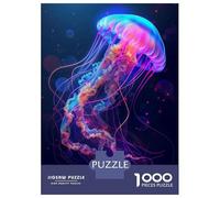 1000 Piece Jigsaw Puzzles for Teenagers Jigsaw Neon Jellyfish Adult Puzzles Relax Games Presents for Women Help The Brain Exercise 70x50cm/1000pcs