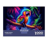 1000 Piece Jigsaw Puzzles for Teenagers Jigsaw Neon Parrot Jungle Scene Jigsaw Relaxing Games Birthday Present Stress Reduction Gifts 70x50cm/1000pcs