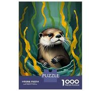 1000 Piece Jigsaw Puzzles for Teenagers Jigsaw Otter in Seaweed Jigsaw for Adults Hands-on Game But Fun And Humorous Help The Brain Exercise 38x26cm/1000pcs