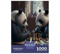 1000 Piece Jigsaw Puzzles for Teenagers Jigsaw Panda Bears Playing Chess Adult Jigsaw Hands-on Game Enhance Memory Stress Reduction Gifts 52x38cm/1000pcs