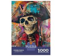 1000 Piece Jigsaw Puzzles for Teenagers Jigsaw Pirate Skull Wall Art Print-1 Jigsaw Relaxing Games Birthday Present Stress Reduction Gifts 38x26cm/1000pcs
